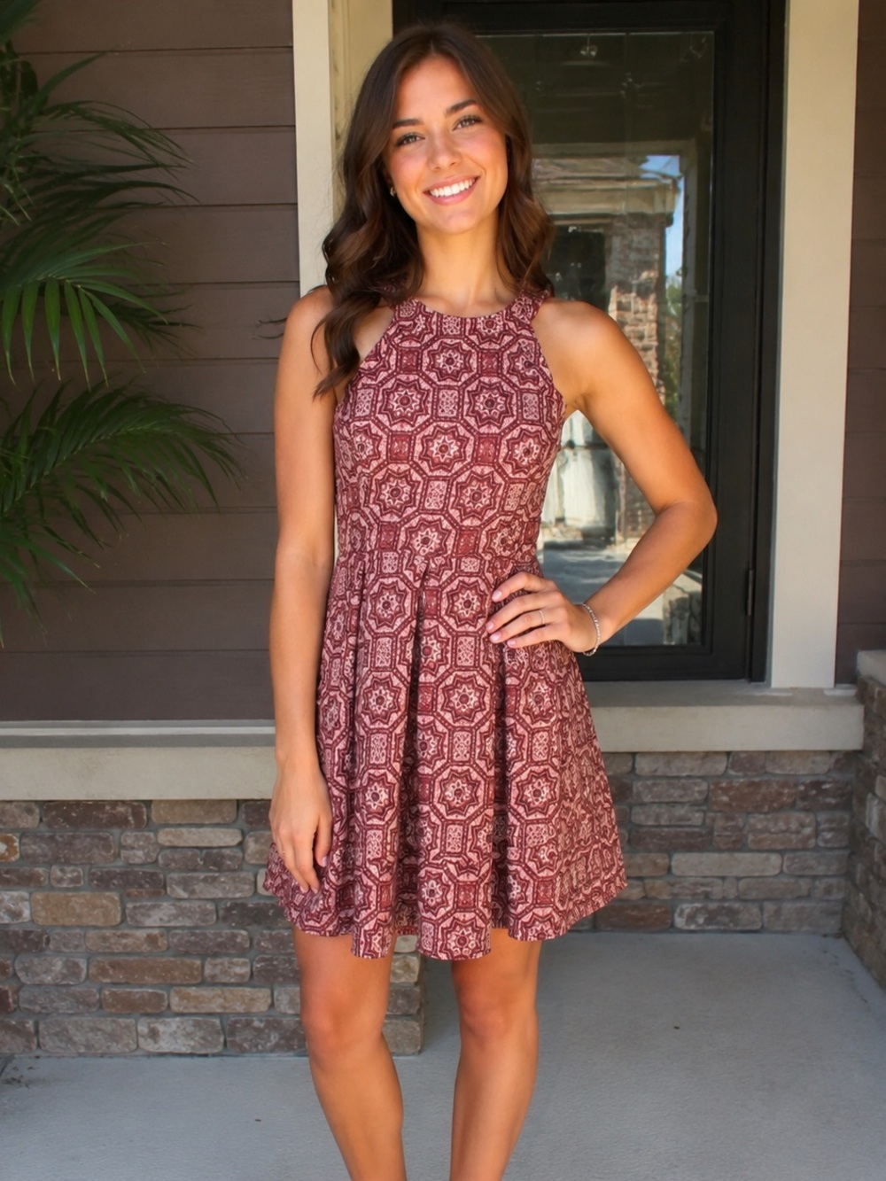 Brick Geometric Dress